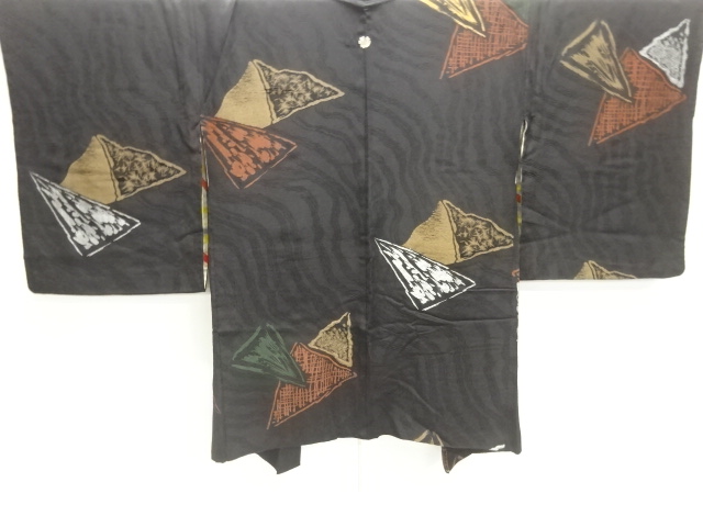 JAPANESE ANTIQUE HAORI / TAISHO ROMAN STYLE / URUSHI / WOVEN ABSTRACT